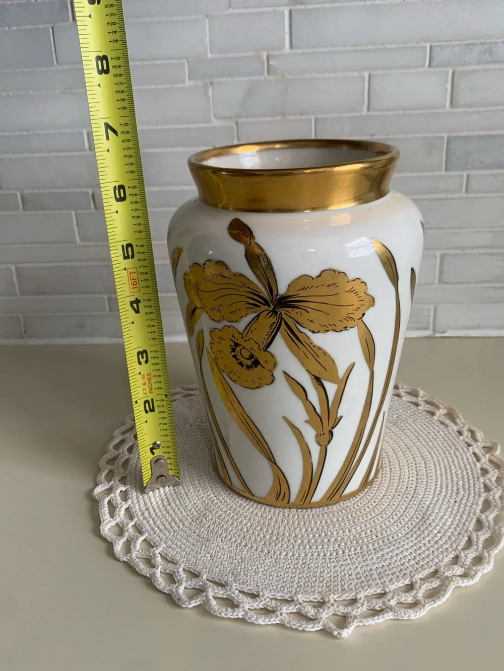 Vintage Stouffer Fine China Golden Orchid Vase | Signed Otto Podlaha | Gold Gilt